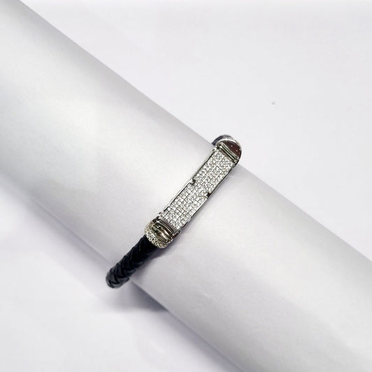 STERLING SILVER HALLMARKED BOLD ZIRCON STUDDED BRACELET FOR MEN