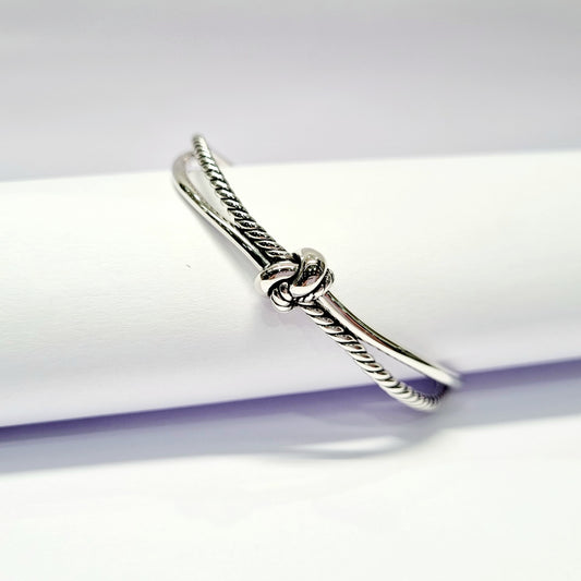STERLING SILVER HALLMARKED KNOTTED CUFF BRACELET FOR WOMEN