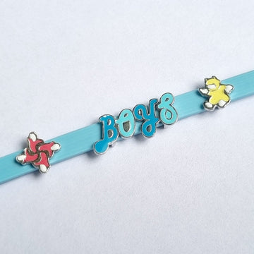 Sterling Silver Blue Boy Band Bracelet