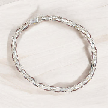 Sterling Silver Cubic Diamond-Link Men’s Bracelet