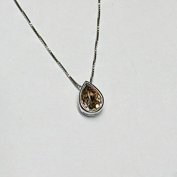 STERLING SILVER HALLMARKED BROWN STONE DROP PENDANT CHAIN