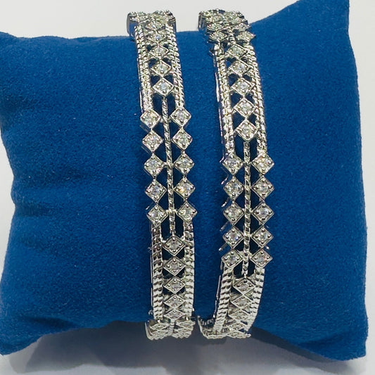 STERLING SILVER  HALLMARKED ZIRCON STUDDED BANGLES