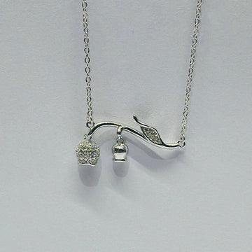 STERLING SILVER HALLMARKED  ZIRCON UPSIDE-DOWN HANGING TULIP PENDENT WITH CHAIN