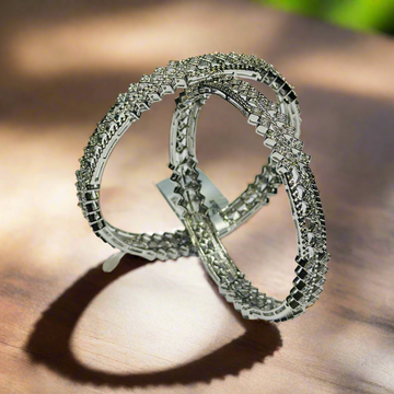 STERLING SILVER  HALLMARKED ZIRCON STUDDED BANGLES
