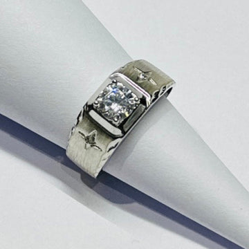 STERLING SILVER HALLMARKED STAR SOLITAIRE HIGH FINISH MEN'S RING