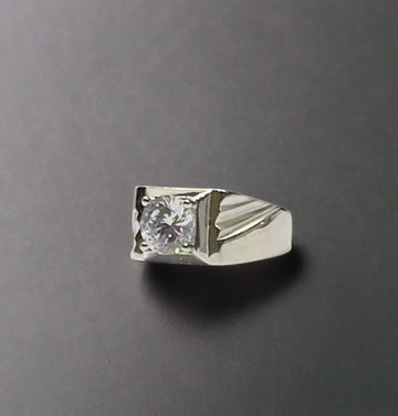 High-Finish Sterling Silver Zircon Solitaire Ring
