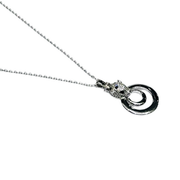 STERLING SILVER HALLMARKED NATURE'S MAJESTY THE PANTHER HEAD DESIGN PENDENT CHAIN WITH ZIRCON