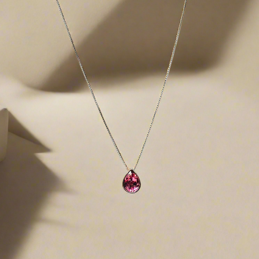 92.5% BIS Hallmarked Pink Drop Chain Pendant