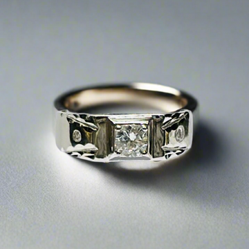 Sterling Silver Designer Zircon Solitaire Ring for Men