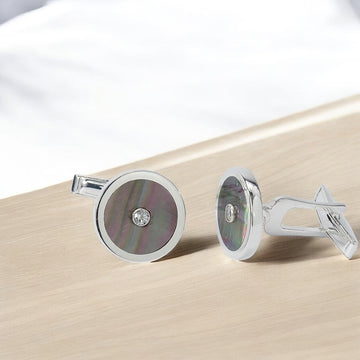 silver cufflinks with mother of pearl