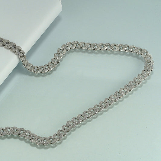 Silver Cuban Chain with Zircon Shine