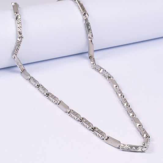 Sterling Silver CNC Rhodium & Matte Finish Men’s Chain