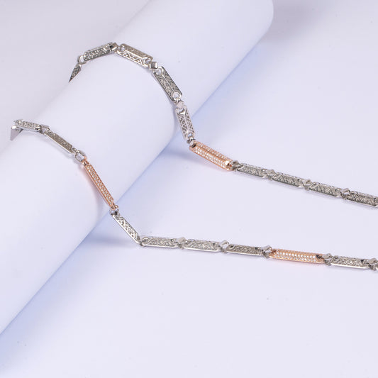 The Silver CNC Fusion Men's Chain with Rose Gold Finish