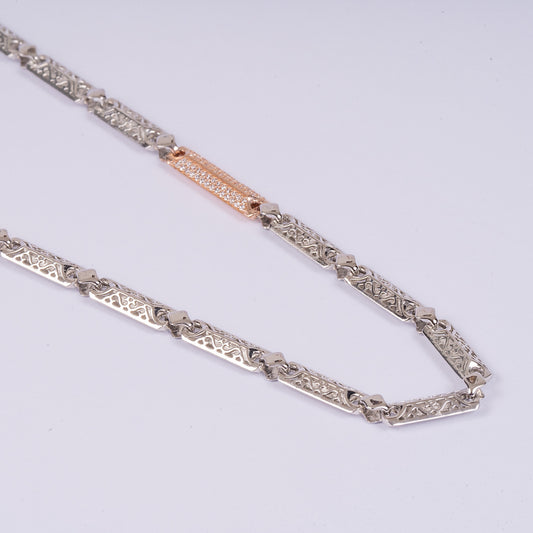 Sterling Silver CNC Fusion Chain with Rose Gold Accents