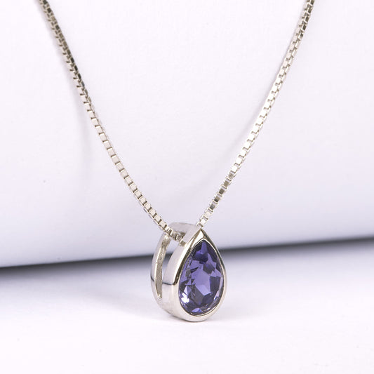 92.5% BIS Hallmarked Silver Blue Droplet Pendant