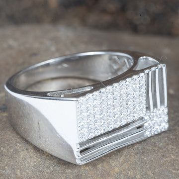 Sterling Silver Designer Zircon Ring for Men