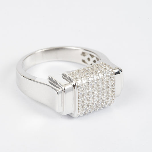 Silver Eternally Regal studded zircon Mens Ring