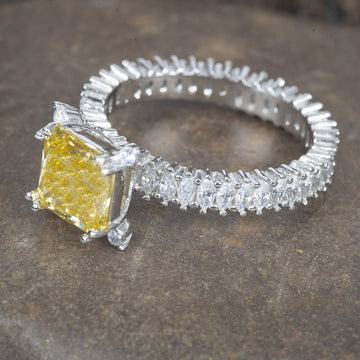 Silver Sapphire Princess Cut Cocktail Ring