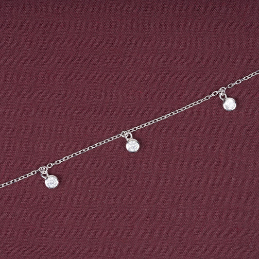 Silver Round Zircon Charm Bracelet