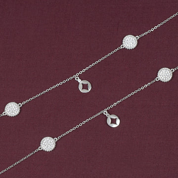 Sterling Silver Trendy Dangling Zircon Anklet