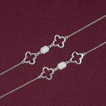 STERLING SILVER HALLMARKED ELEGANT DESIGNER WOMEN  ZIRCON ANKLET WITH GEOMETRIC DESIGN