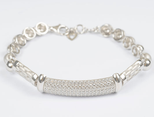 Silver Matte Zircon Designer Bracelet