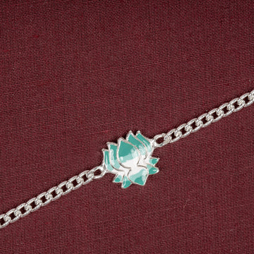 Sterling Silver Hallmarked Lotus Green Ombre Chain Bracelet