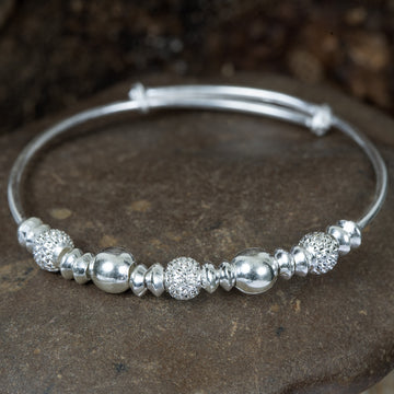 Sterling Silver Baby Kada with Designer Balls