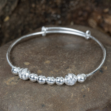 Sterling Silver Baby Kada with Plain Balls