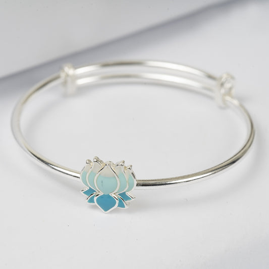 Sterling Silver Blue Ombre Lotus Kids Kada