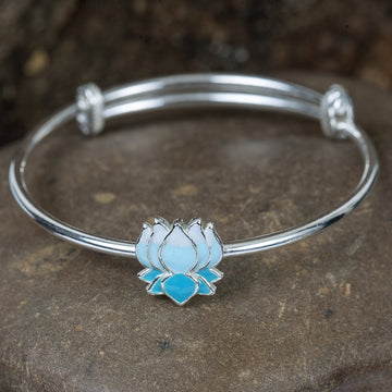 Sterling Silver Blue Ombre Lotus Kids Kada