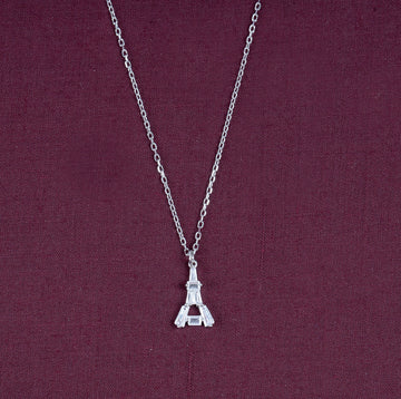 Eiffel Tower Pendant with Baguette Zirconia