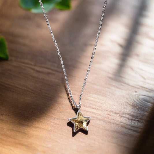 MINUTIAE STAR SHAPE PENDENT WITH ATTACHED CHAIN