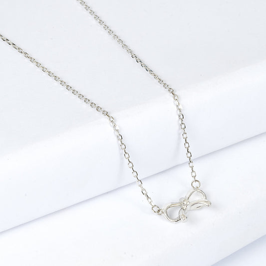 Sterling Silver Bow Pendant Necklace