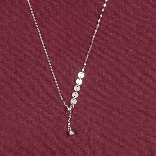SILVER CHAIN WITH DUAL DESIGN AND PLAIN BALL HANGING PENDENT