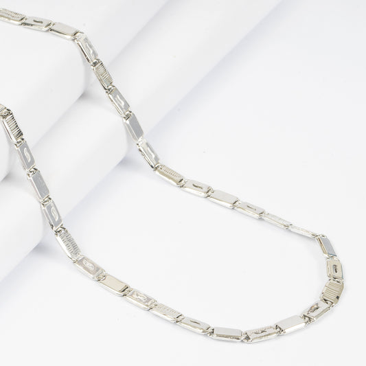 SILVER DESIGNER DOUBLE PATTERENED MENS CHAIN