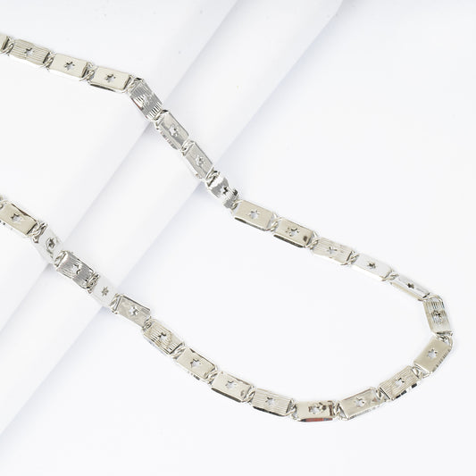 Sterling Silver Brick Star Chain (Unisex)