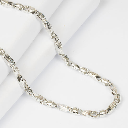 SILVER ELEGANT DESIGNER MEN CHAIN WITH 3D PATTERN