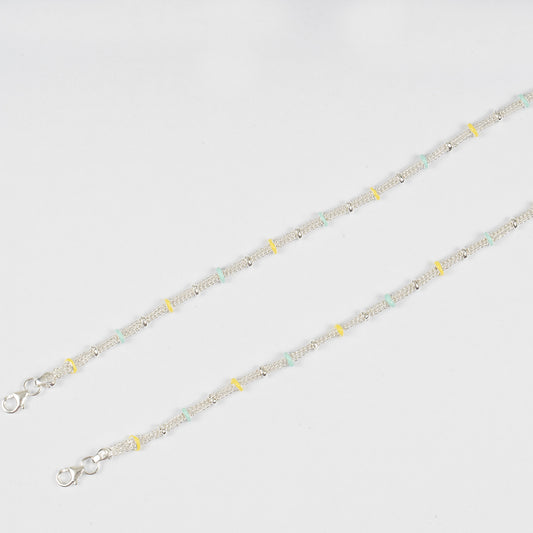 STYLISH YELLOW AND GREEN ENAMELED ANKLET