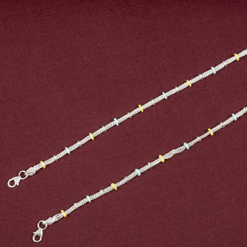 Yellow & Green Enamel Silver Anklet