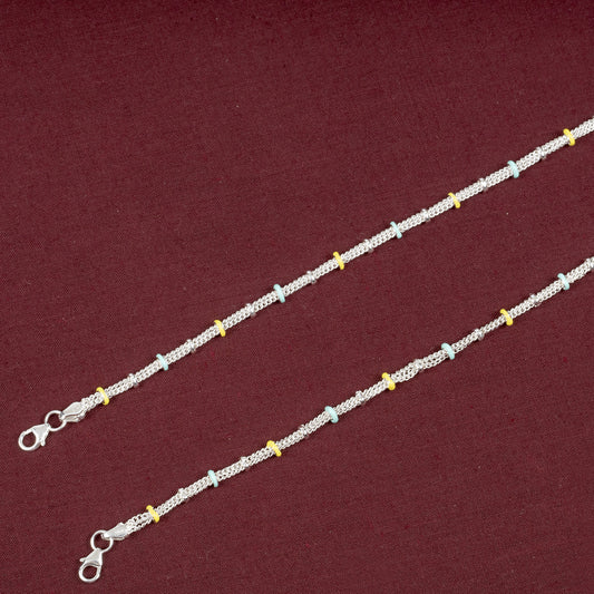 STYLISH YELLOW AND GREEN ENAMELED ANKLET