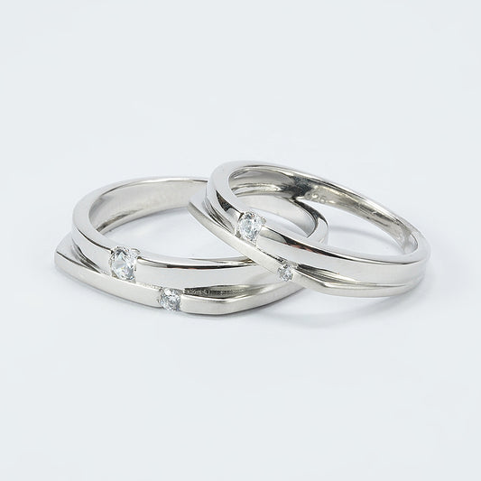 Silver Double Ring Love Band