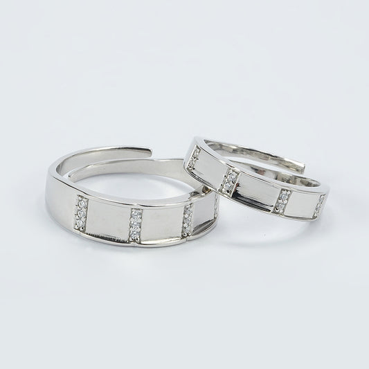Silver Zirconia Forever Couple Band