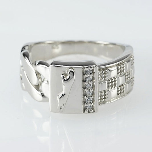 silver jaguar zirconia ring