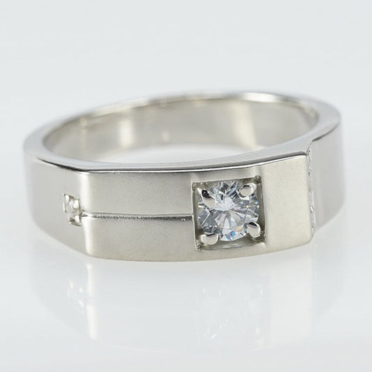 silver elegant zirconia solitair ring for men