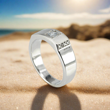 Silver Zirconia Solitaire Ring for Men