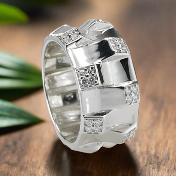 silver zirconia upside down ring