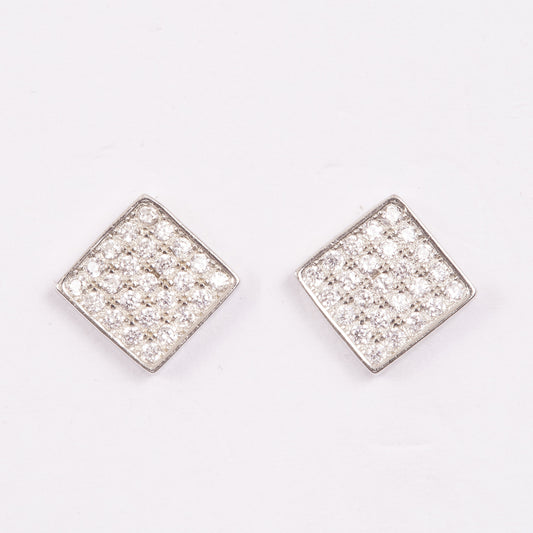 Dazzle Square Zircon Silver Studs