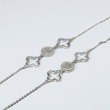Sterling Silver Anklet with Orion-Inspired Zircon Circle Charms