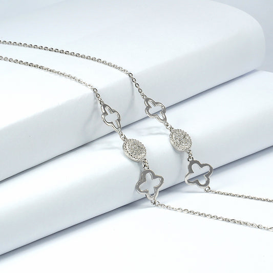 Sterling Silver Anklet with Orion-Inspired Zircon Circle Charms